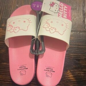 Hello Kitty Kids Pink and White Slide Sandals